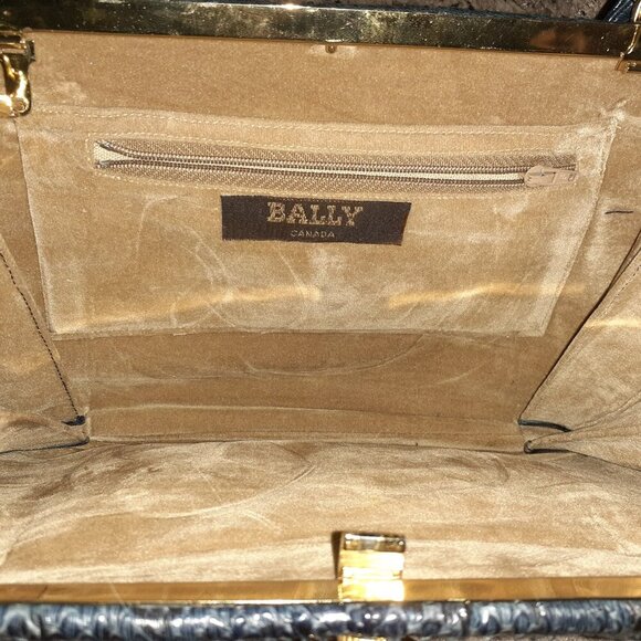 Vintage BALLY CANADA-Navy Blue Snakeskin Convertible Clutch/Shoulder-Near Mint - Picture 8 of 8